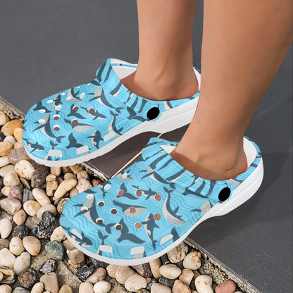 Whale Pattern Design Themed Print Unisex Clogs Shoes