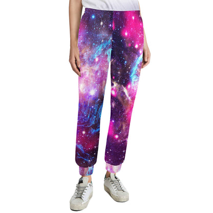 Galaxy Night Purple Space Print Women's Casual Track Pants