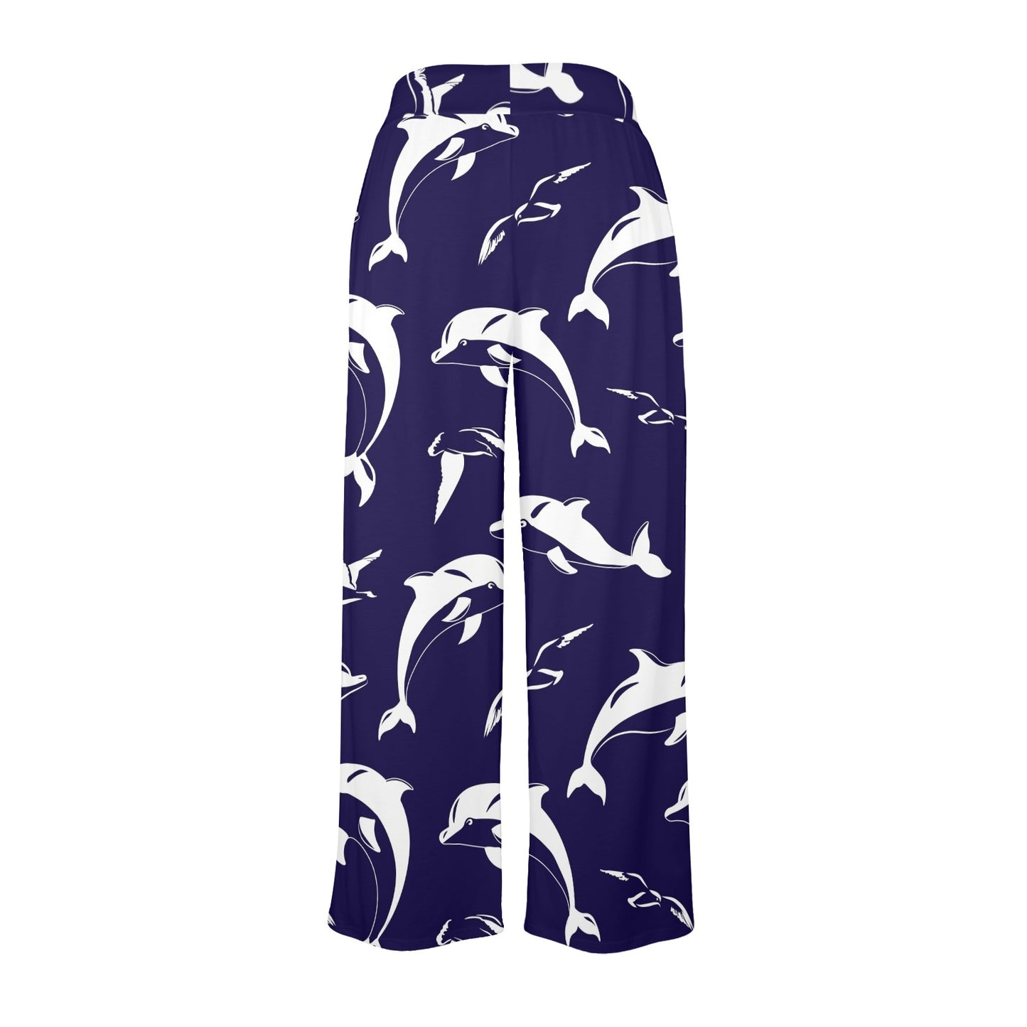 dolphin Design Print Pattern JJ0131 Women's Wide Leg Lounge Pants