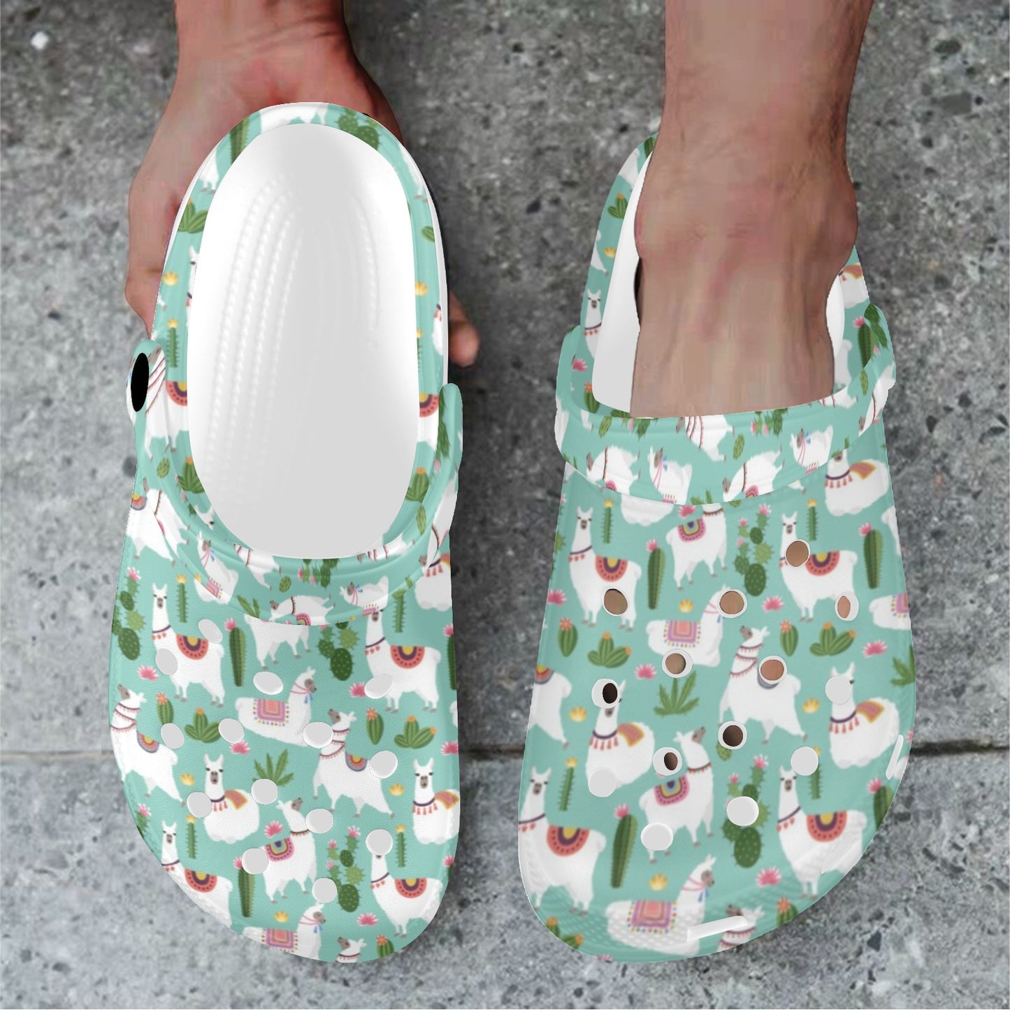 Llama with Cactus Themed Print Unisex Clogs Shoes