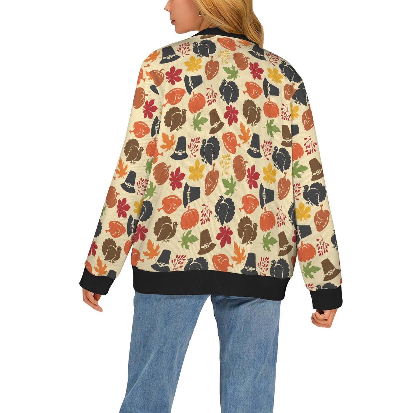 Thanksgiving Print Design LKS303 Women's Cardigan