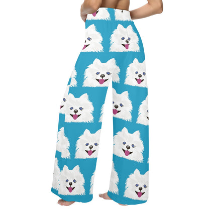 Pomeranians Pattern Print Design A05 Women's Wide Leg Lounge Pants