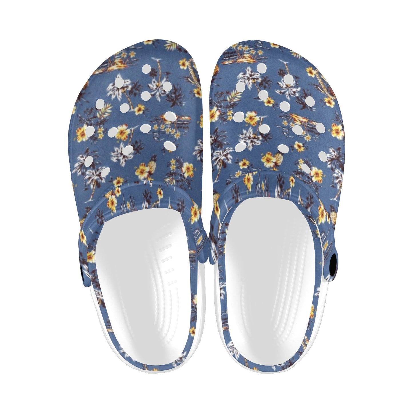 Hawaiian Flower Blue Print Unisex Clogs Shoes