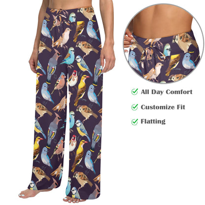 Bird Cute Print Pattern Women's Wide Leg Lounge Pants
