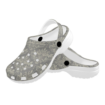 Damask Grey Elegant Print Pattern Unisex Clogs Shoes