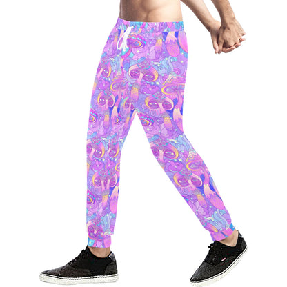 Psychedelic Trippy Mushroom Print Men's Sweatpants