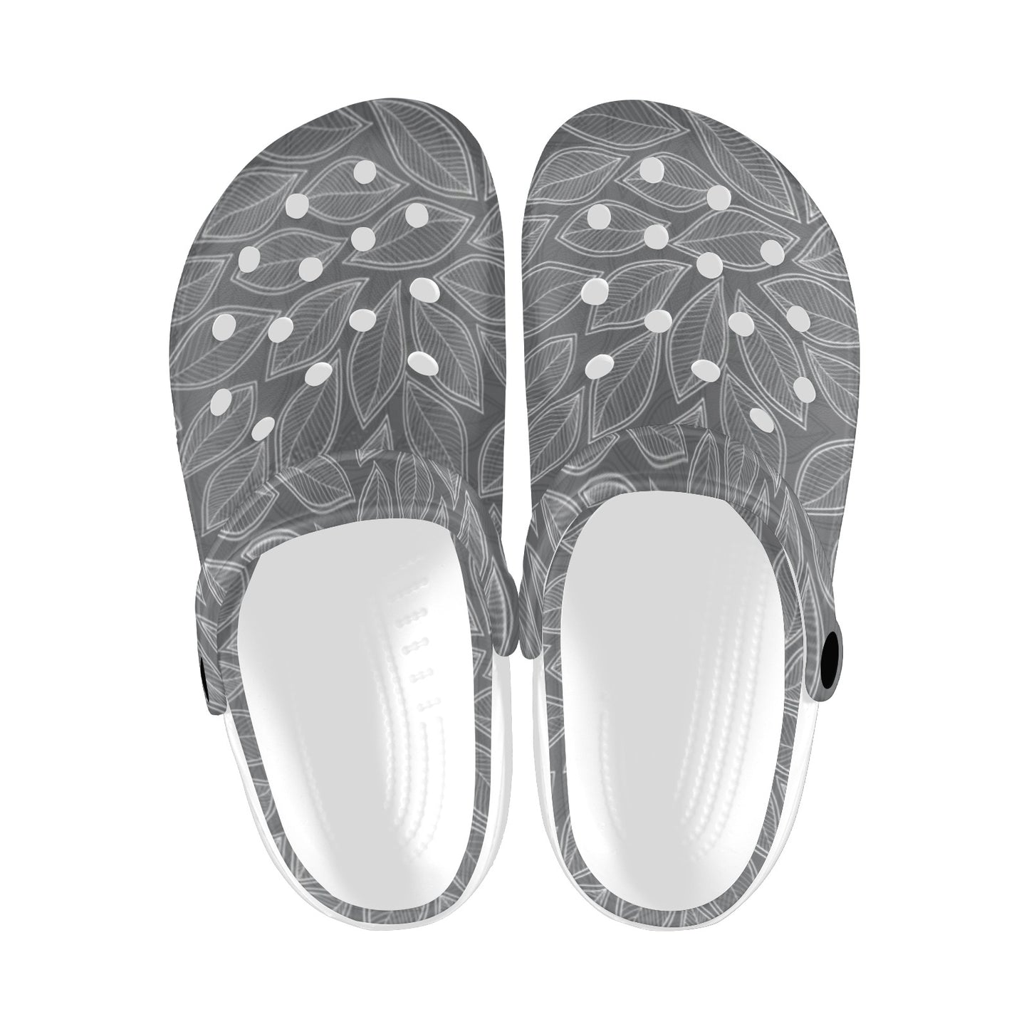 Elm Leave Grey Print Pattern Unisex Clogs Shoes