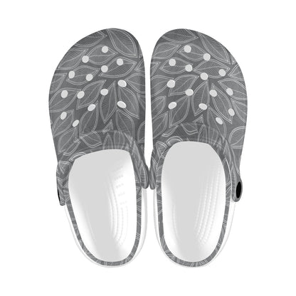 Elm Leave Grey Print Pattern Unisex Clogs Shoes