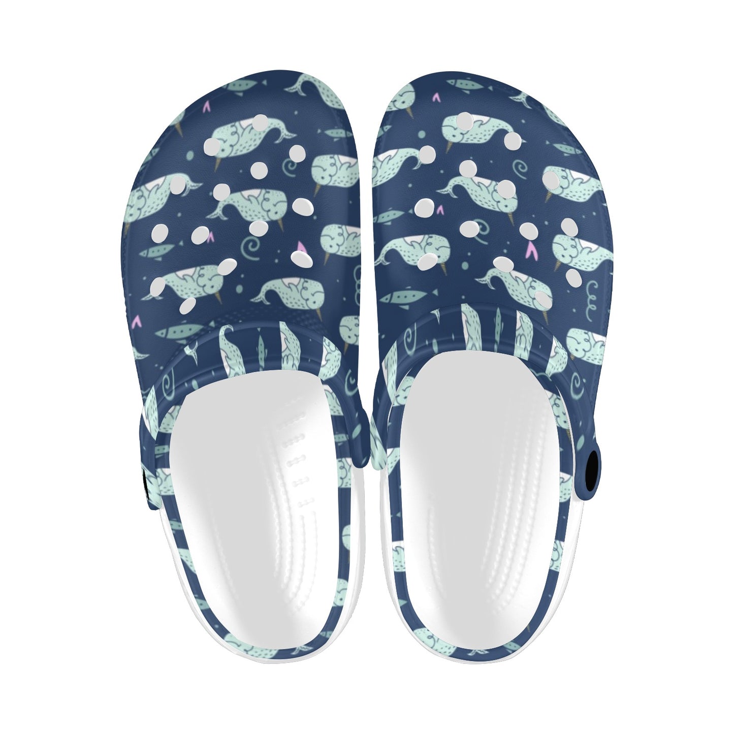 Narwhal Design Print Unisex Clogs Shoes