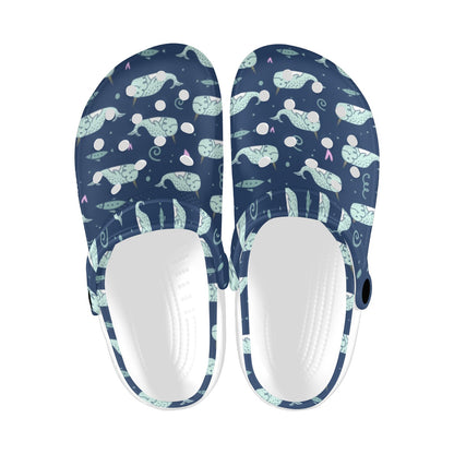 Narwhal Design Print Unisex Clogs Shoes