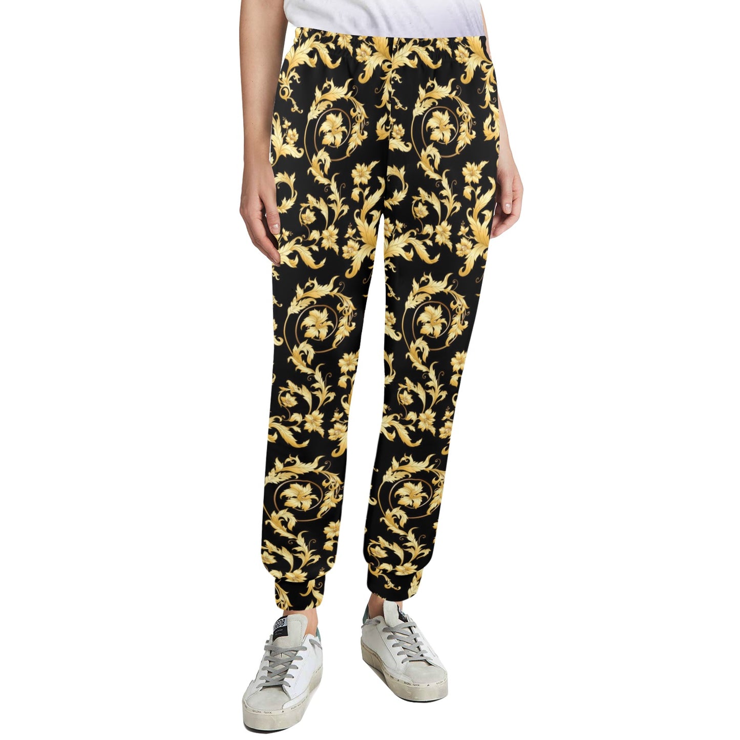 Baroque Golden Pattern Print Design 04 Women's Casual Track Pants