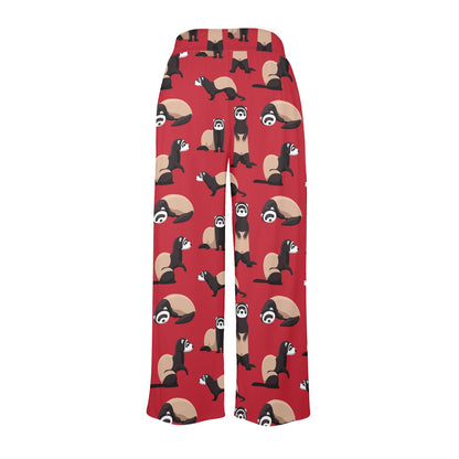 Ferret Pattern Print Design 02 Women's Wide Leg Lounge Pants