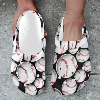 Baseball Black Background Unisex Clogs Shoes