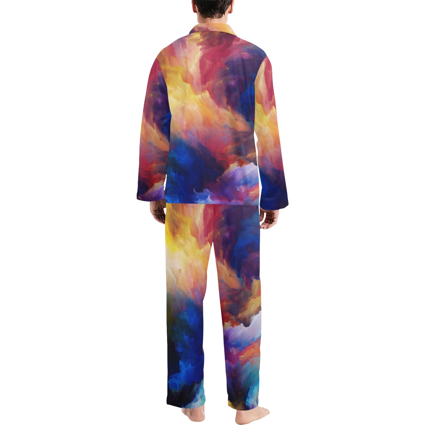 Vortex Twist Swirl Water Color Design Men's Long Pajama Set