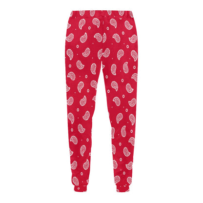 Bandana Red Paisley Print Design LKS305 Men's Sweatpants