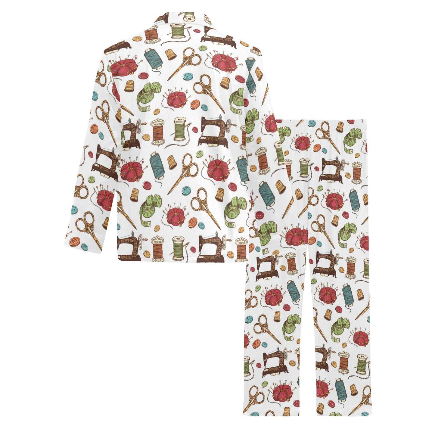 Sewing Equipment Print Design LKS304 Men's Long Pajama Set