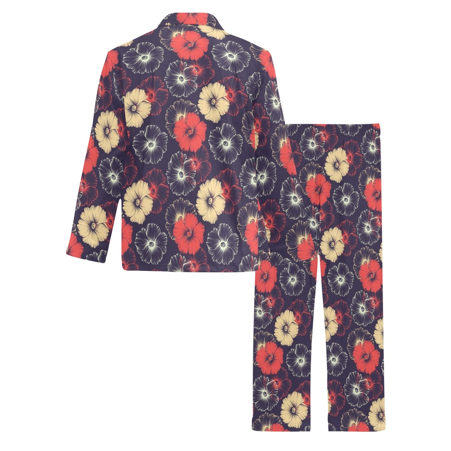 Tropical Flower Print Design LKS302 Men's Long Pajama Set