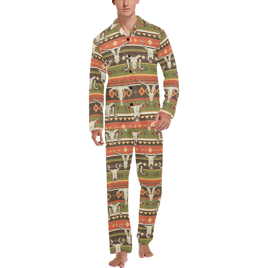 American indian Skull Animal Men's Long Pajama Set