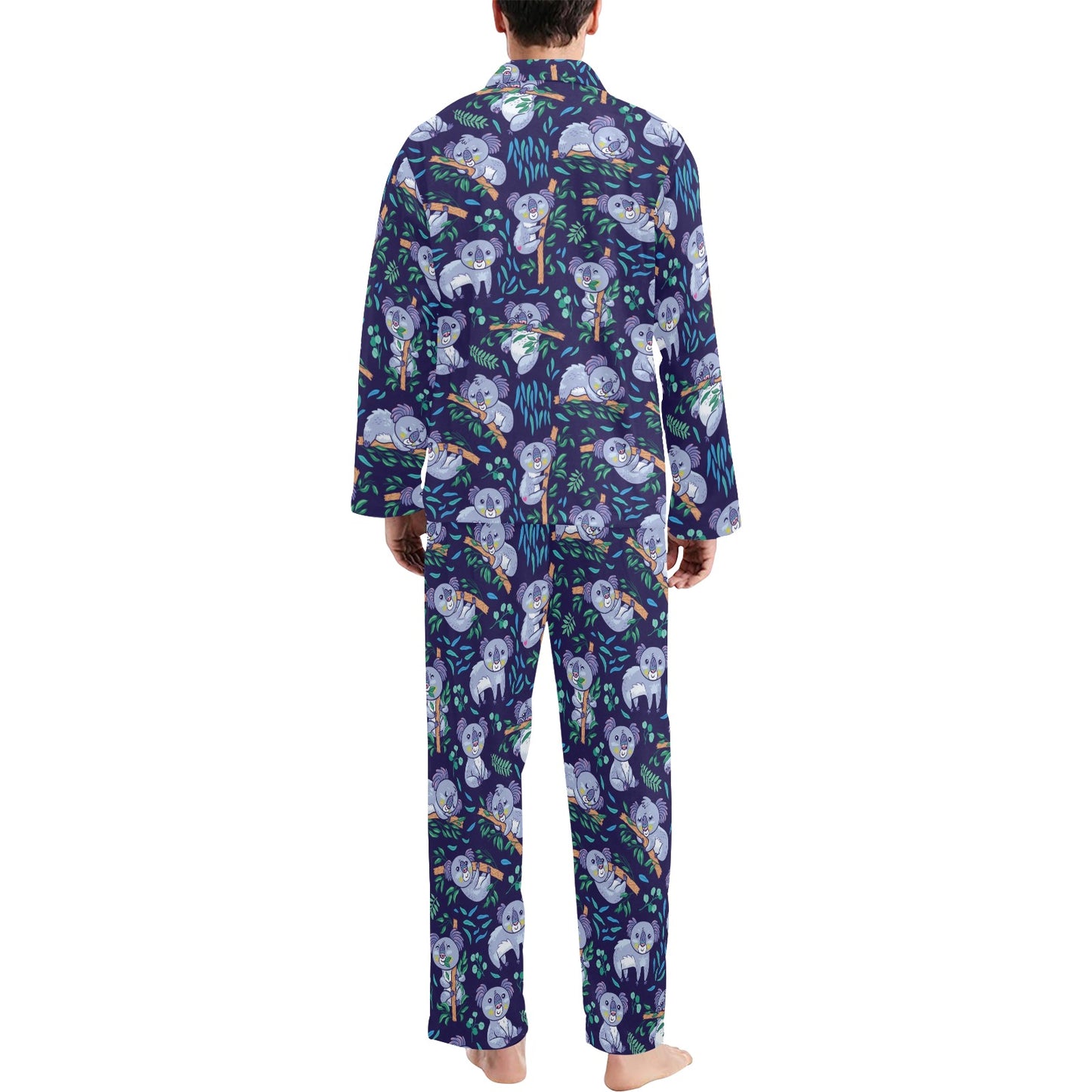 Koala Themed Design Print Men's Long Pajama Set