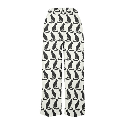Black Cat Pattern Print Design 02 Women's Wide Leg Lounge Pants