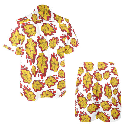 Nachos Pattern Print Design A03 Men's Beach Shirt and Shorts Set