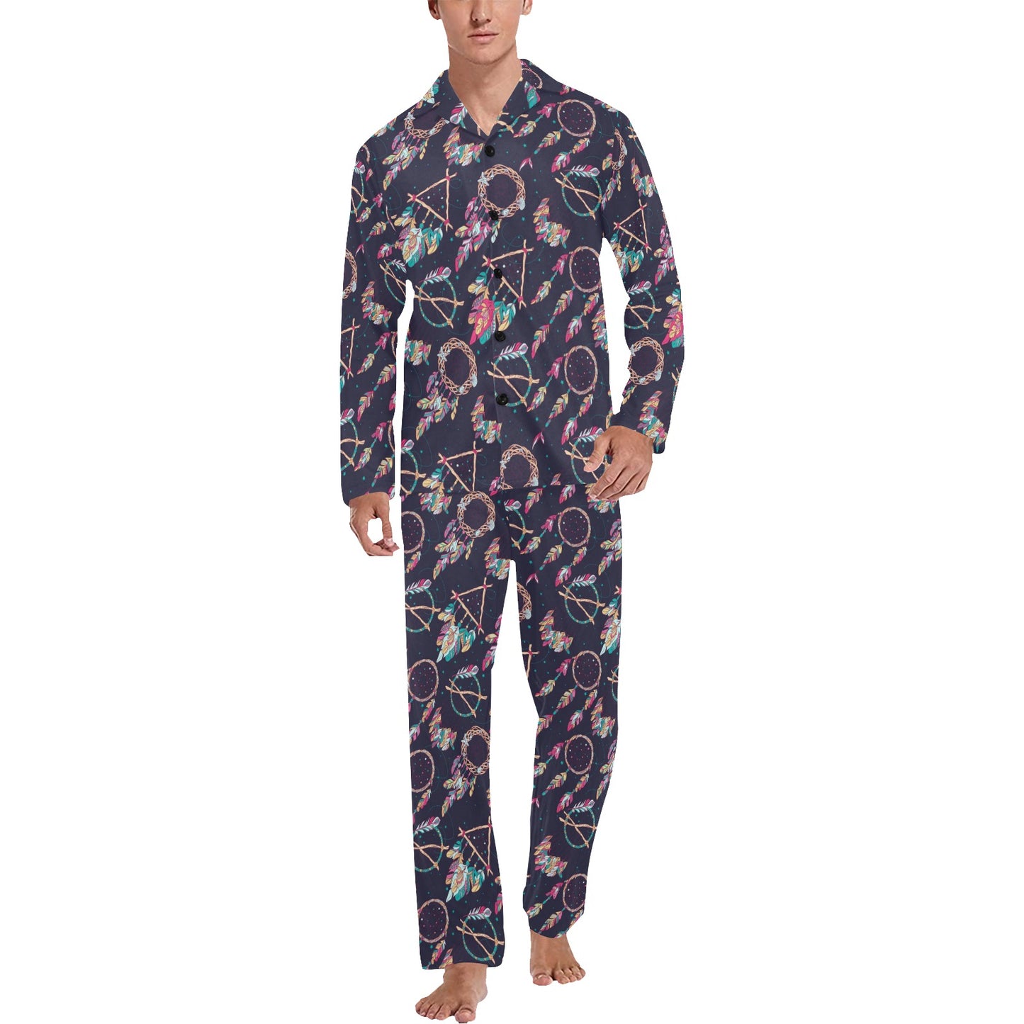 Boho Dream Catcher Colorful Men's Long Pajama Set