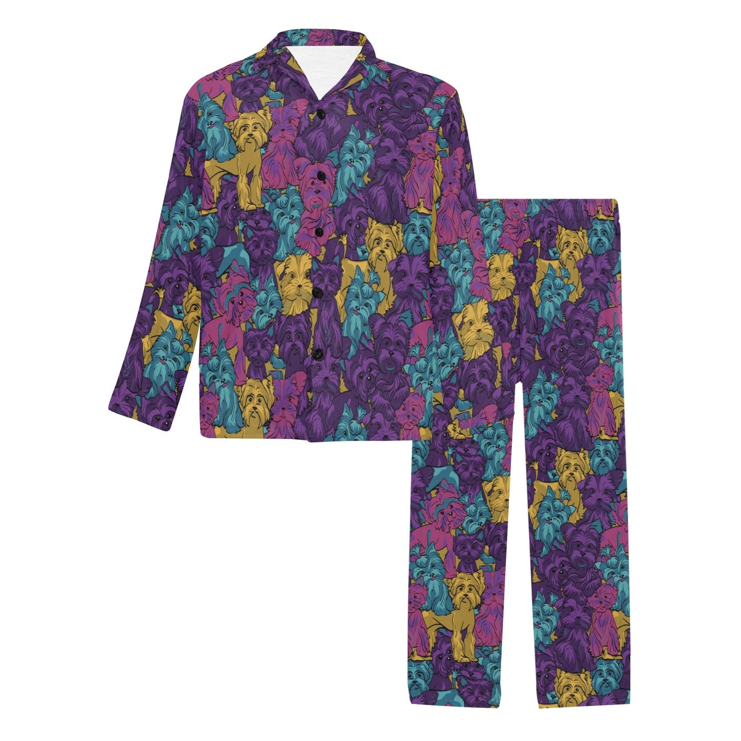 Yorkshire Terriers Print Design LKS3010 Men's Long Pajama Set