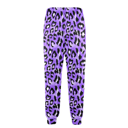 Leopard Purple Skin Print Men's Casual Track Pants