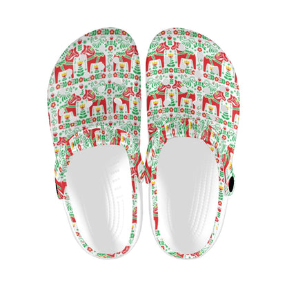 Swedish Dala Style Pattern Unisex Clogs Shoes