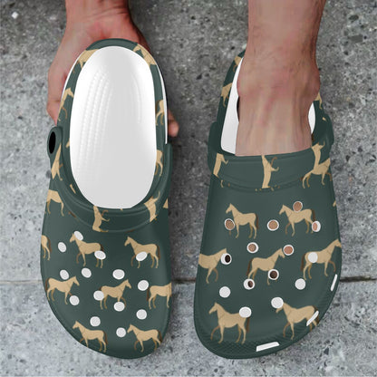 Horse Classic Themed Pattern Print Unisex Clogs Shoes