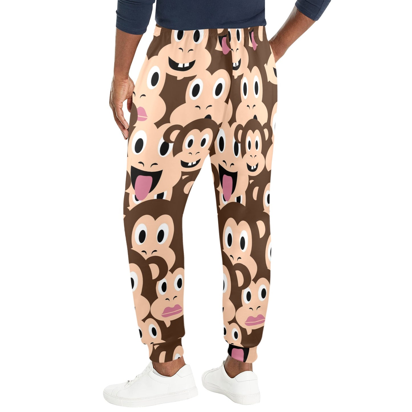 Emoji Monkey Print Pattern Men's Casual Track Pants