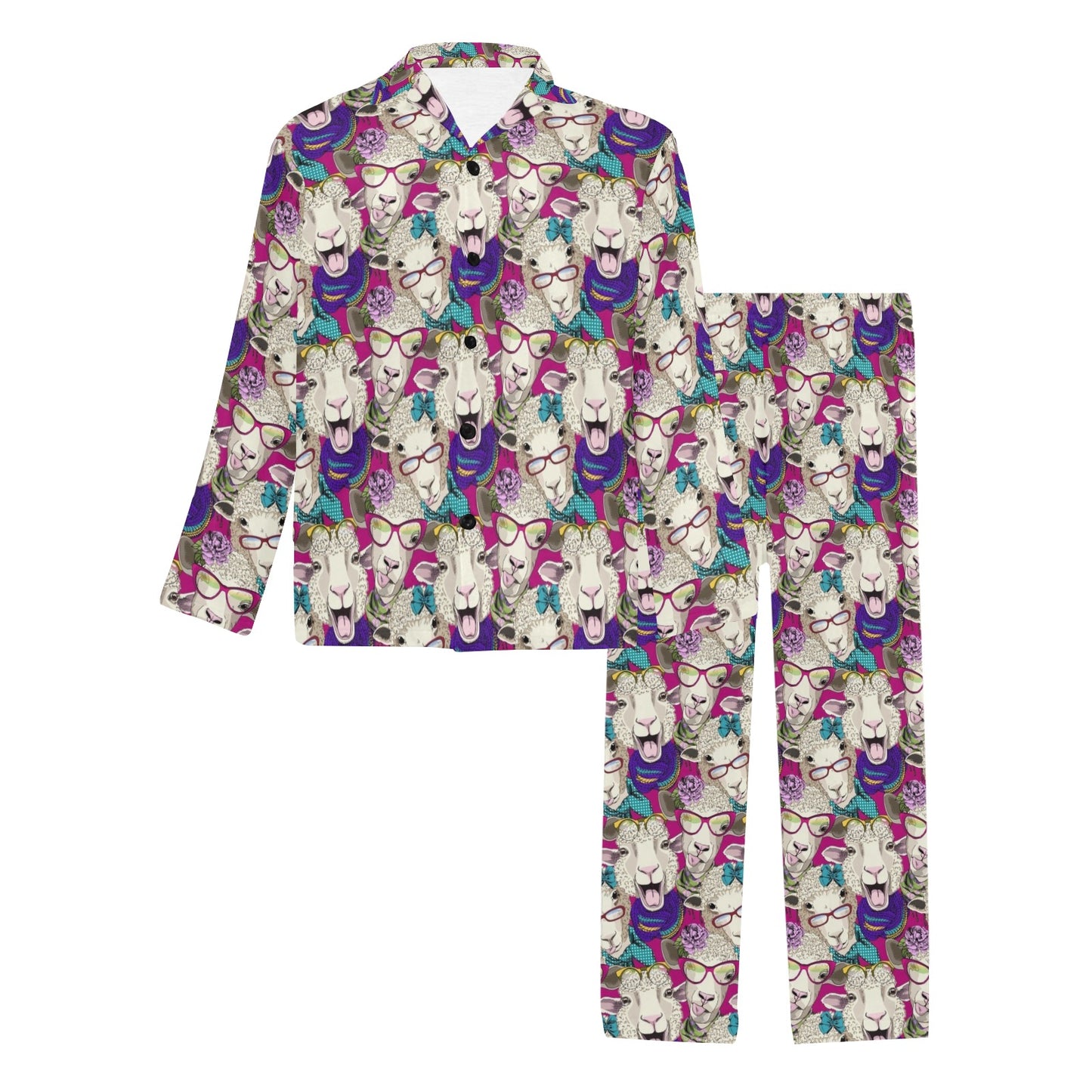 Sheep Print Design LKS403 Men's Long Pajama Set