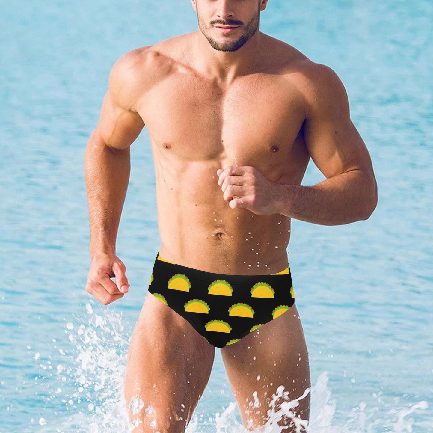 Taco Pattern Print Design TC06 Men's Swimming Briefs