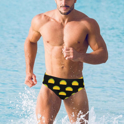 Taco Pattern Print Design TC06 Men's Swimming Briefs