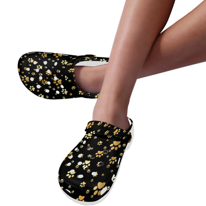 Paw Gold Print Unisex Clogs Shoes