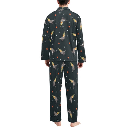 Cockatiel Pattern Print Design 02 Men's Long Pajama Set