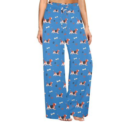 Basset Hound Pattern Print Design 02 Women's Wide Leg Lounge Pants