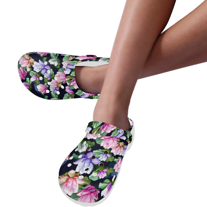Lotus Flower Print Design Unisex Clogs Shoes