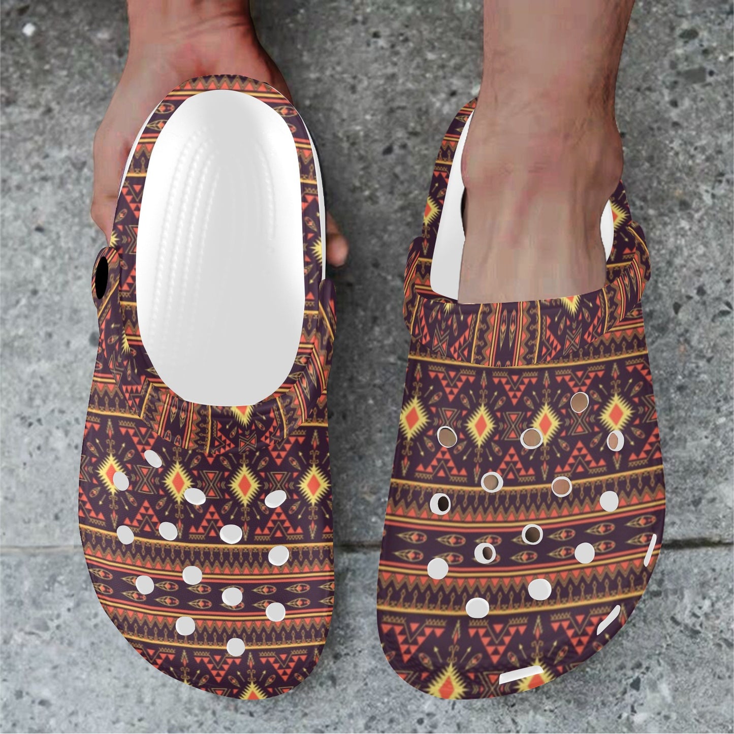 Southwest Ethnic Design Themed Print Unisex Clogs Shoes