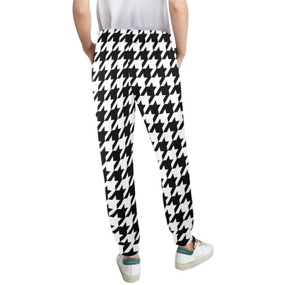Houndstooth Black White Pattern Print Design 05 Women's Casual Track Pants