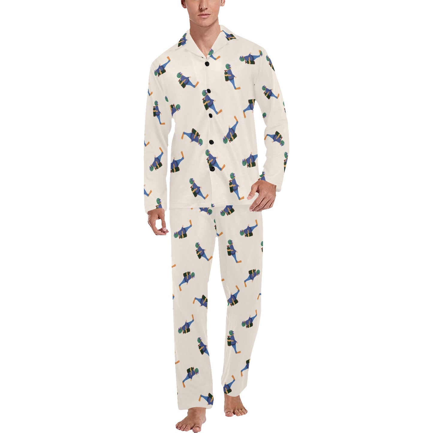 Scuba Driver Print Design LKS301 Men's Long Pajama Set