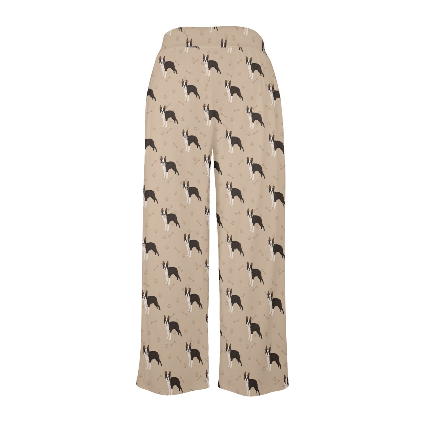 Boston Terrier Pattern Print Design 02 Women's Wide Leg Lounge Pants