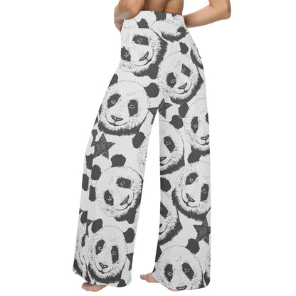 Panda Pattern Print Design A02 Women's Wide Leg Lounge Pants