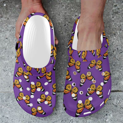 Monarch Butterfly Purple Print Pattern Unisex Clogs Shoes