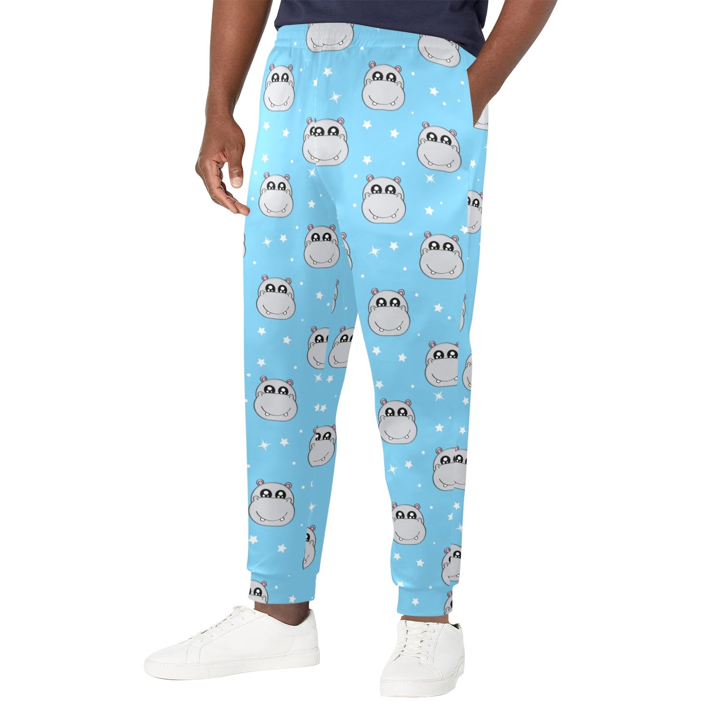 Hippo Design Print Pattern JJ0347 Men's Casual Track Pants