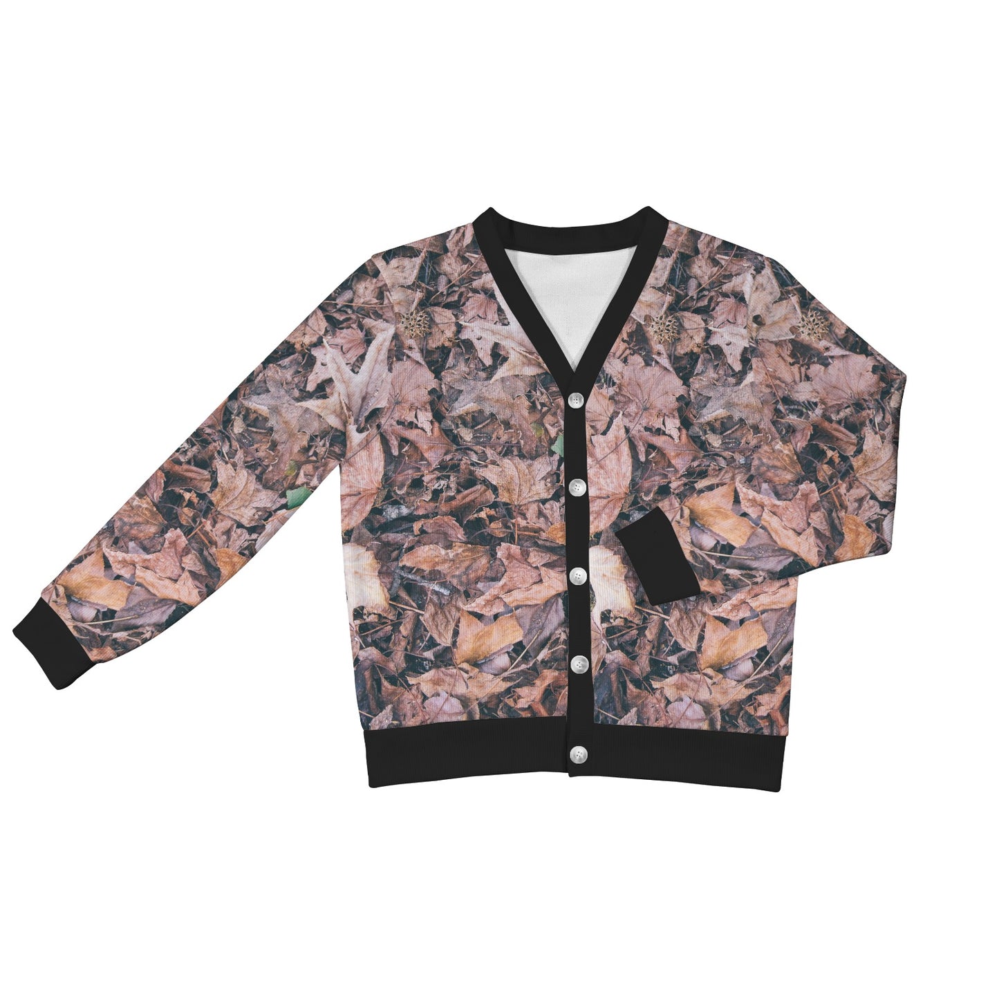 Camouflage Realistic Tree Leaf Print Women's Cardigan