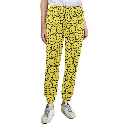 Smiley Face Emoji Print Design LKS302 Women's Casual Track Pants