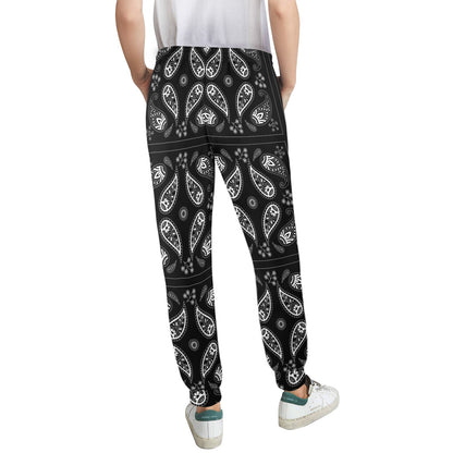 Bandana Paisley Black Print Design LKS308 Women's Casual Track Pants