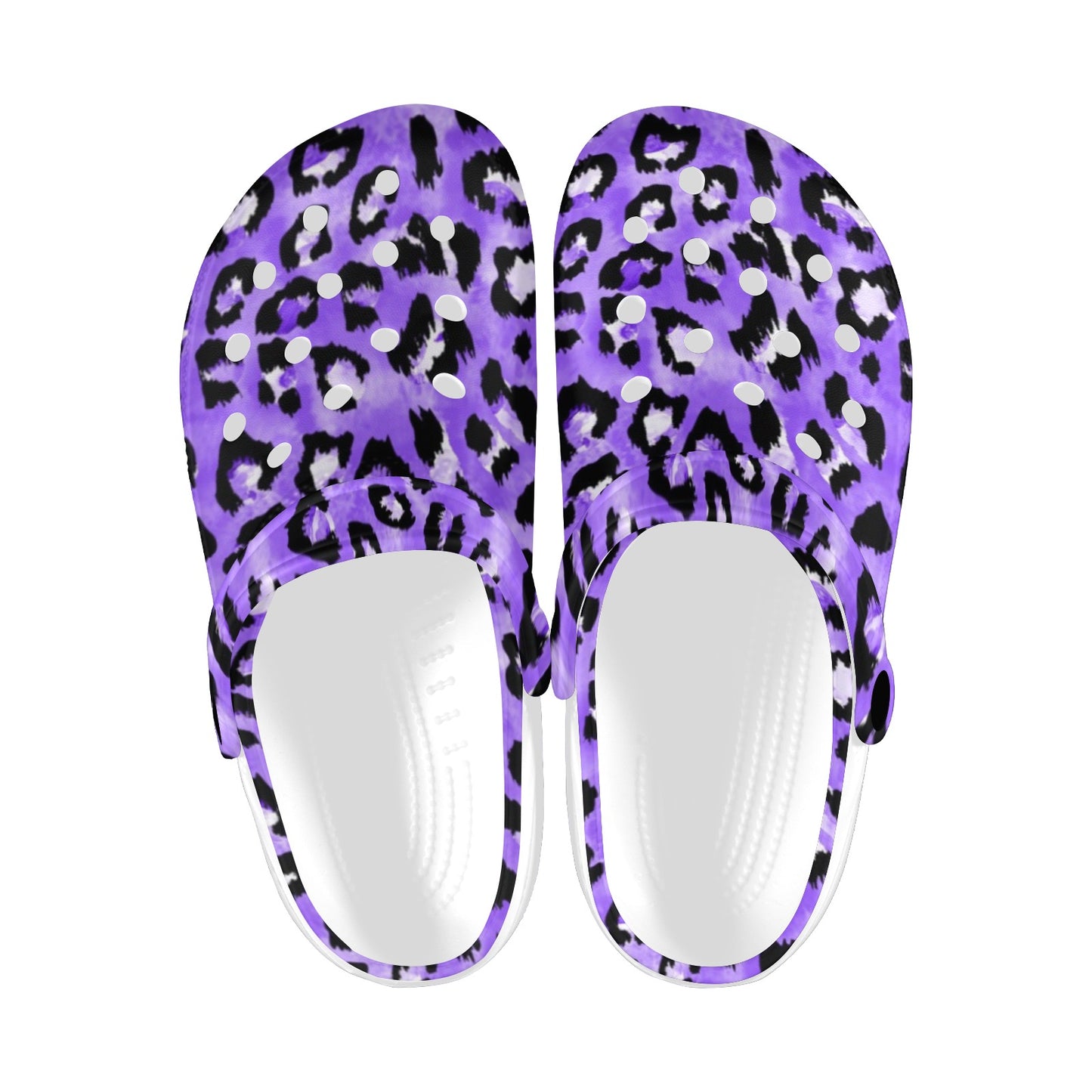 Leopard Purple Skin Print Unisex Clogs Shoes