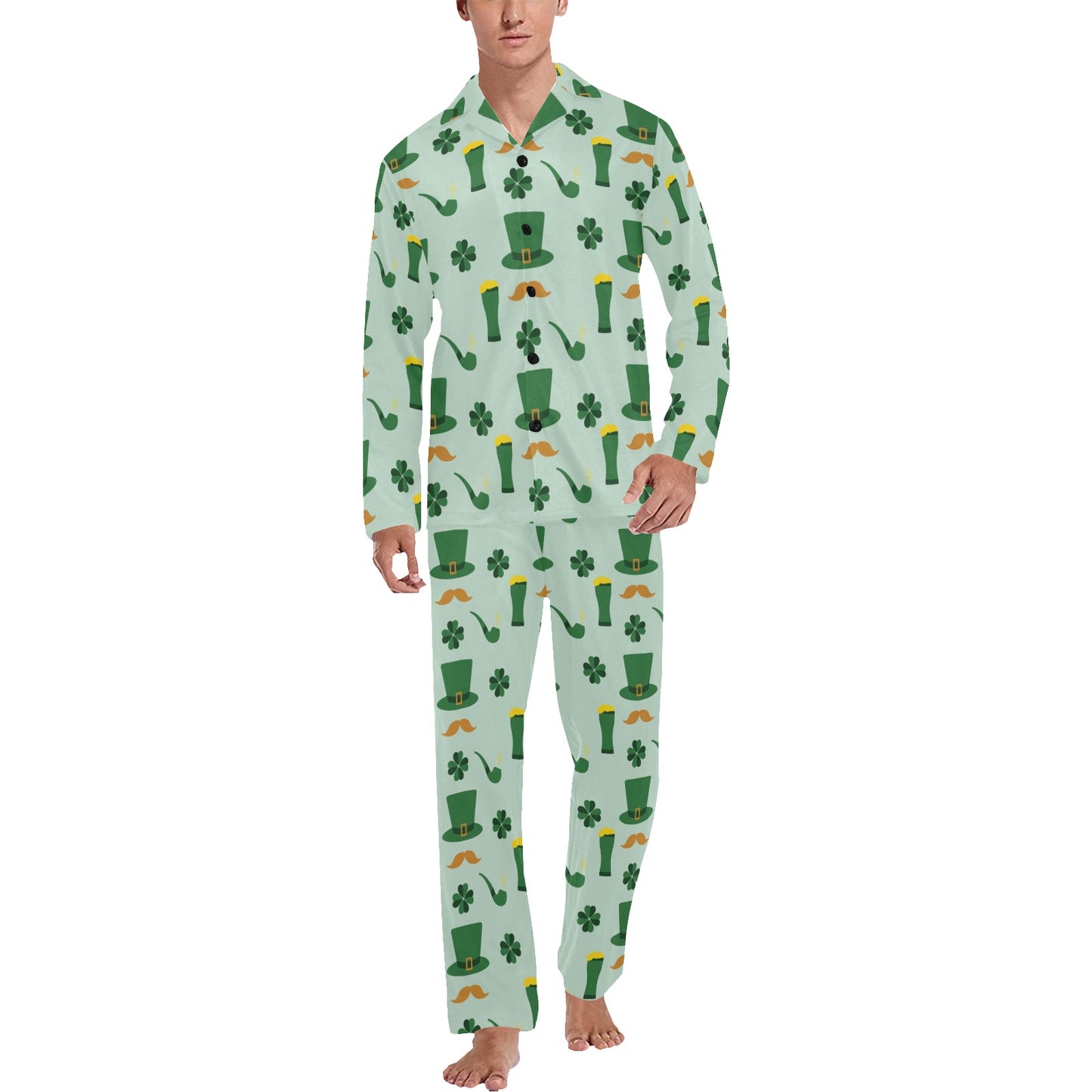 St Patricks Day Print Design LKS304 Men's Long Pajama Set